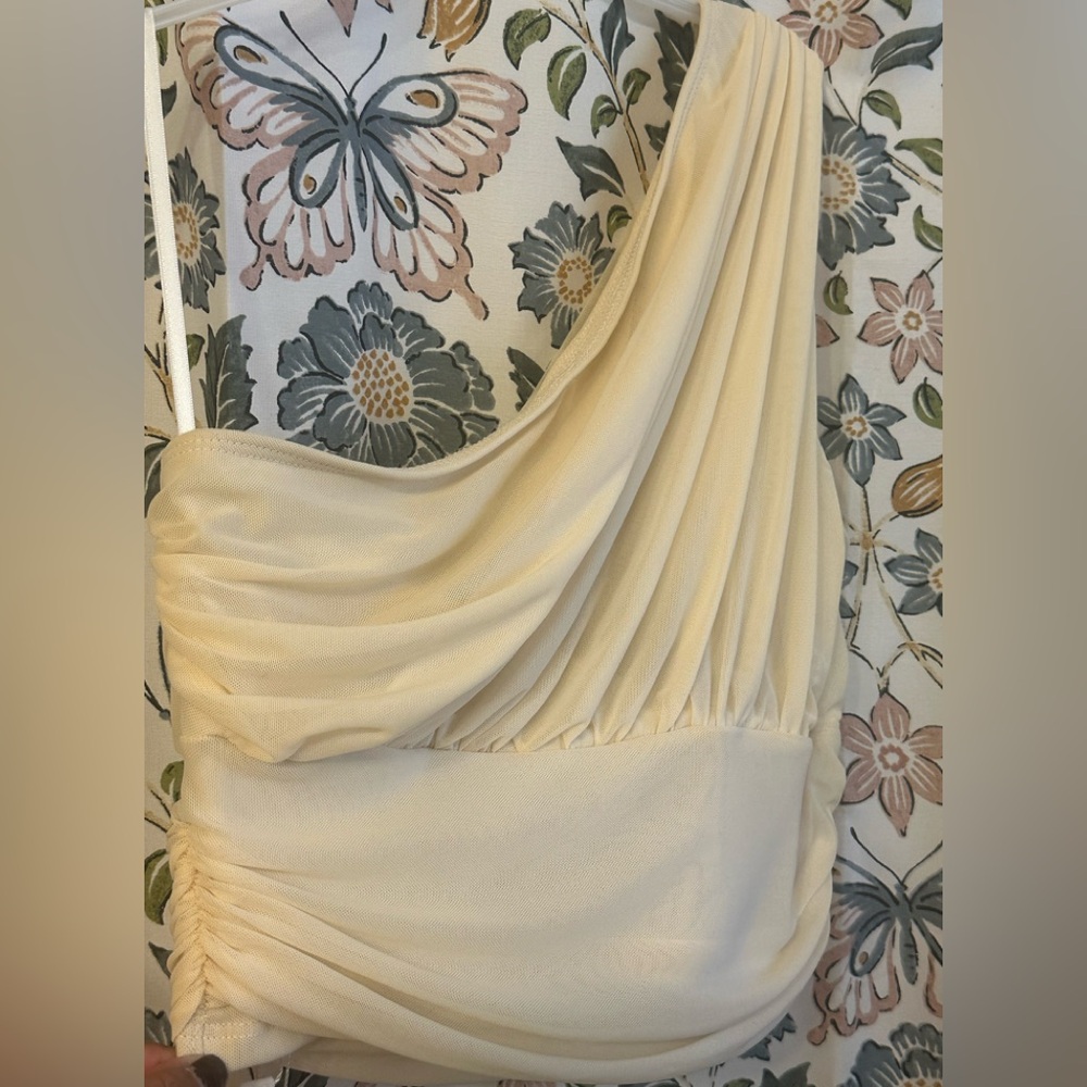 SHEIN Cream One Shoulder Dress